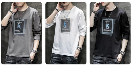 Férfi alkalmi mintás kerek nyakú blúz