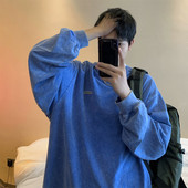 Alkalmi férfi blúz ovális nyakkivágással és hosszú ujjakkal