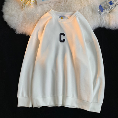 Férfi alkalmi hosszú ujjú betűs póló