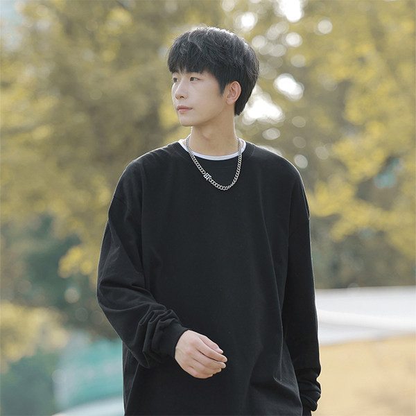 Hosszú ujjú, O-nyakú alkalmi férfi blúz