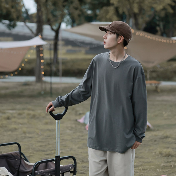 Hosszú ujjú, O-nyakú alkalmi férfi blúz