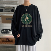 Bluză bărbătească cu imprimeu și decolteu oval