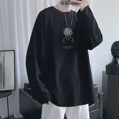 Bluză bărbătească cu model larg, cu mâneci lungi și imprimeu