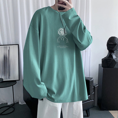 Bluză bărbătească cu model larg, cu mâneci lungi și imprimeu