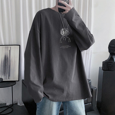 Bluză bărbătească cu model larg, cu mâneci lungi și imprimeu