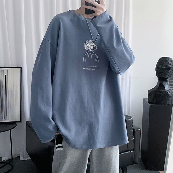 Bluză bărbătească cu model larg, cu mâneci lungi și imprimeu