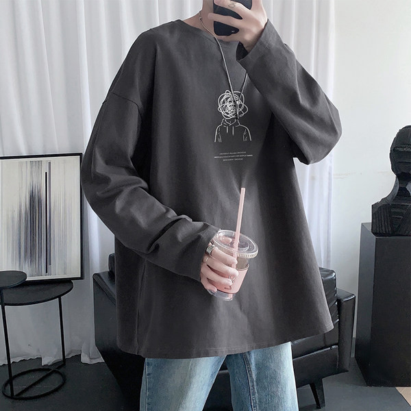 Bluză bărbătească cu model larg, cu mâneci lungi și imprimeu