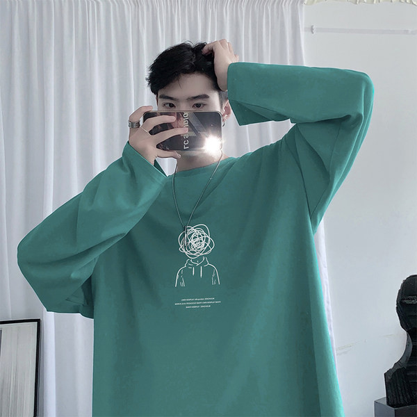 Bluză bărbătească cu model larg, cu mâneci lungi și imprimeu