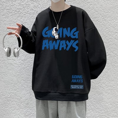 Ανδρική μπλούζα με οβάλ γιακά και στάμπα