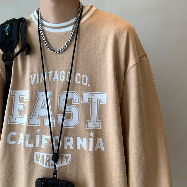 Bluză bărbătească model larg cu imprimeu potrivit pentru viața de zi cu zi