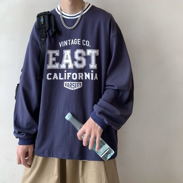 Bluză bărbătească model larg cu imprimeu potrivit pentru viața de zi cu zi