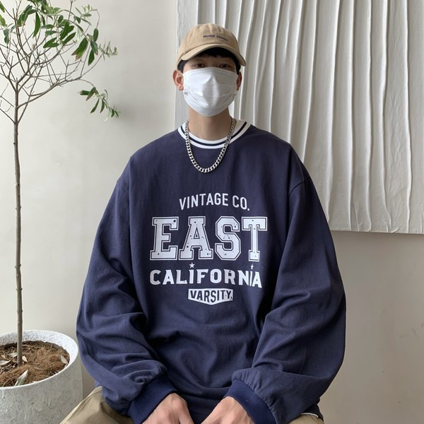 Bluză bărbătească model larg cu imprimeu potrivit pentru viața de zi cu zi