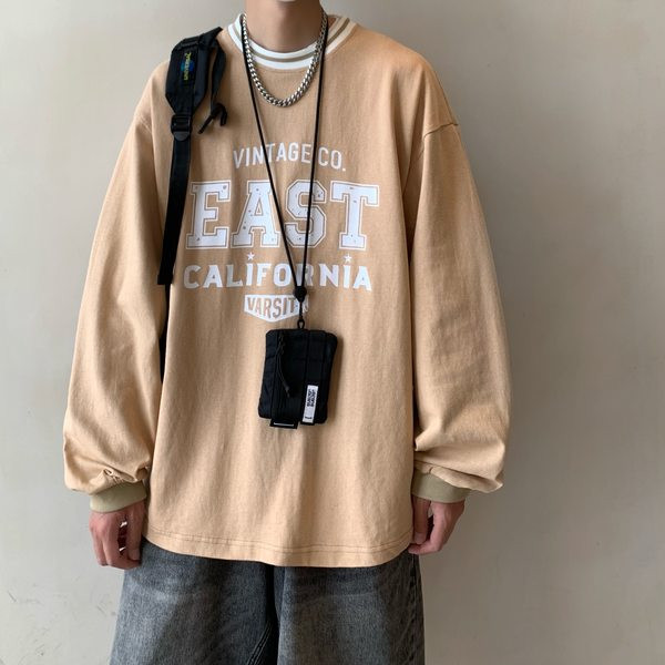 Bluză bărbătească model larg cu imprimeu potrivit pentru viața de zi cu zi