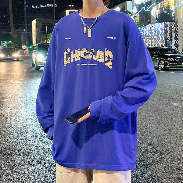 Tricou casual cu mânecă lungă cu imprimeu pentru bărbați