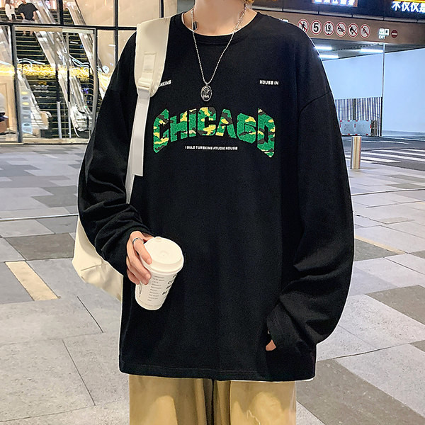 Tricou casual cu mânecă lungă cu imprimeu pentru bărbați