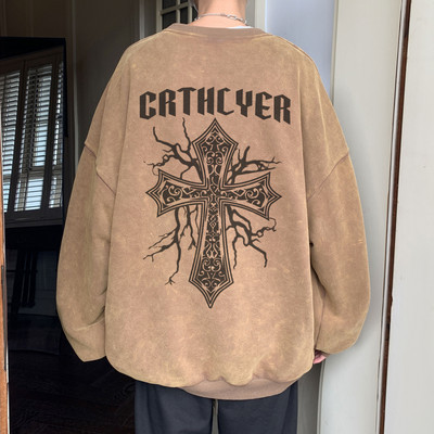 Široka muška bluza s printom i ovalnim izrezom