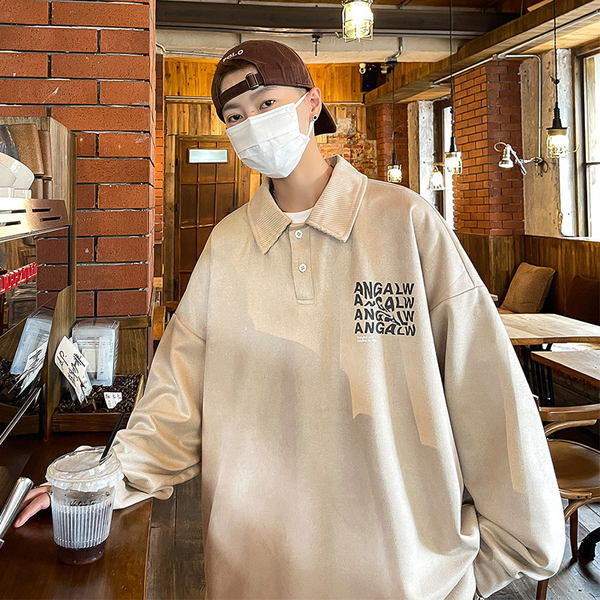 Cămașă casual pentru bărbați cu guler, nasturi și inscripții