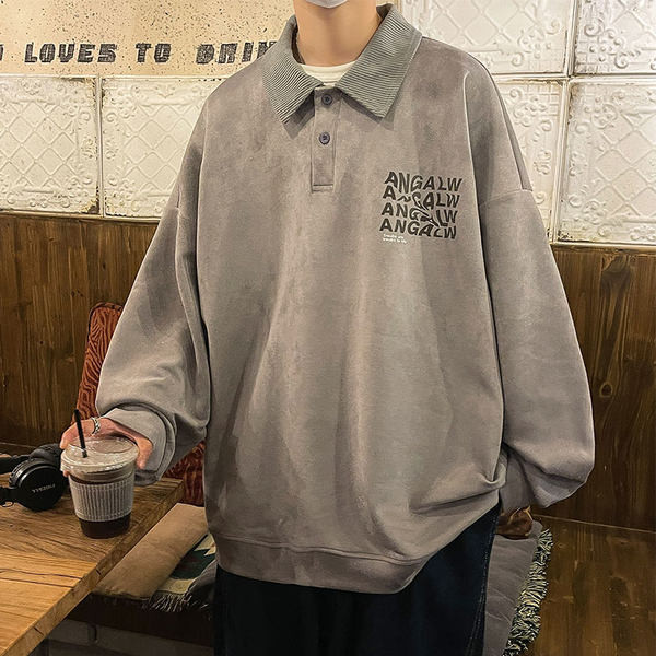 Cămașă casual pentru bărbați cu guler, nasturi și inscripții