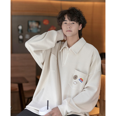 Bluză pentru bărbați cu guler și fermoar clasic