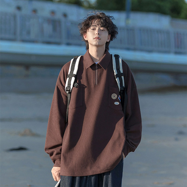 Bluză pentru bărbați cu guler și fermoar clasic