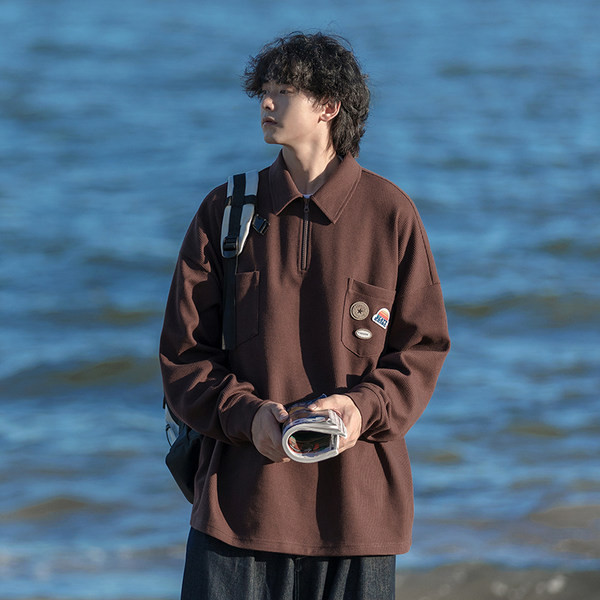 Bluză pentru bărbați cu guler și fermoar clasic