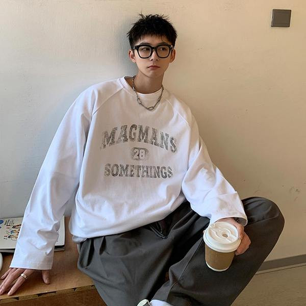 Új modell széles férfi blúz, nyomott felirattal