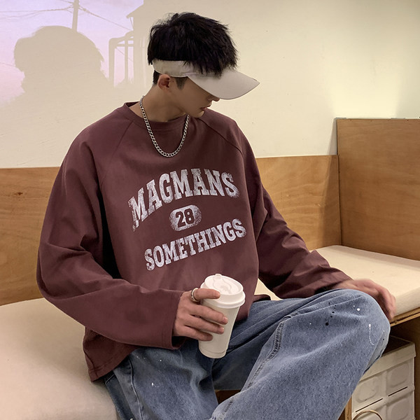 Új modell széles férfi blúz, nyomott felirattal