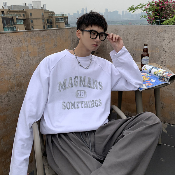 Új modell széles férfi blúz, nyomott felirattal