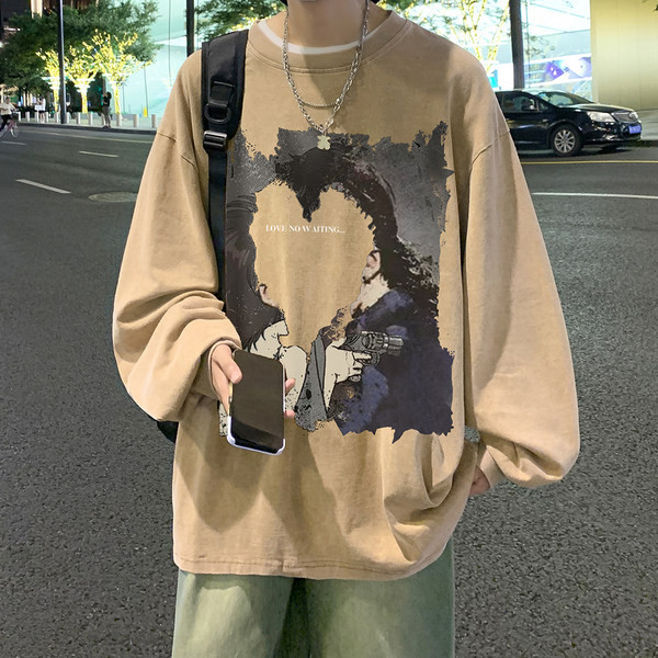 Alkalmi férfi blúz mintával és széles ujjakkal