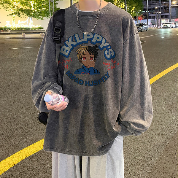 Retro hosszú ujjú, nyomott férfi blúz