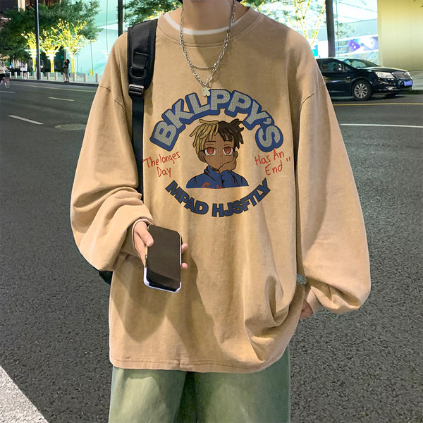 Retro hosszú ujjú, nyomott férfi blúz