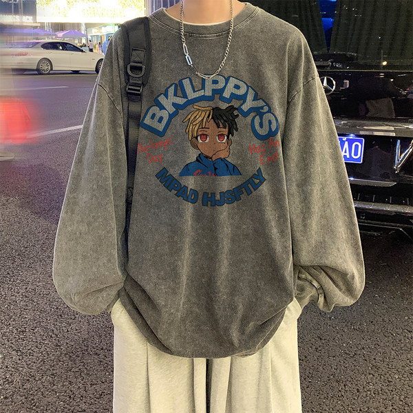 Retro hosszú ujjú, nyomott férfi blúz