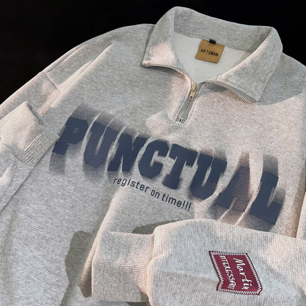 Vyriški laisvalaikio marškinėliai su raštu ir užtrauktuku