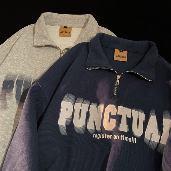 Vyriški laisvalaikio marškinėliai su raštu ir užtrauktuku