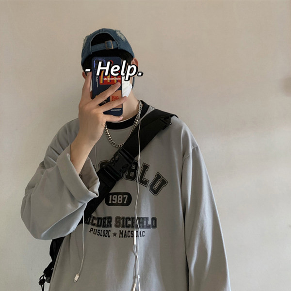 Nyomott feliratos férfi bő blúz