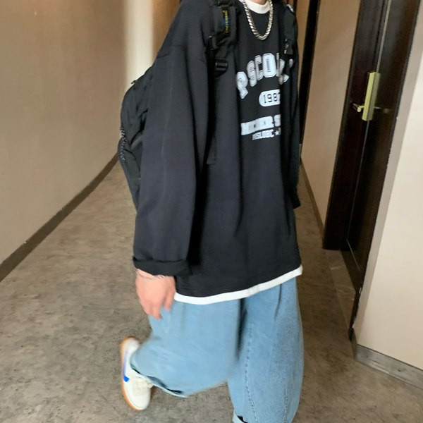 Nyomott feliratos férfi bő blúz