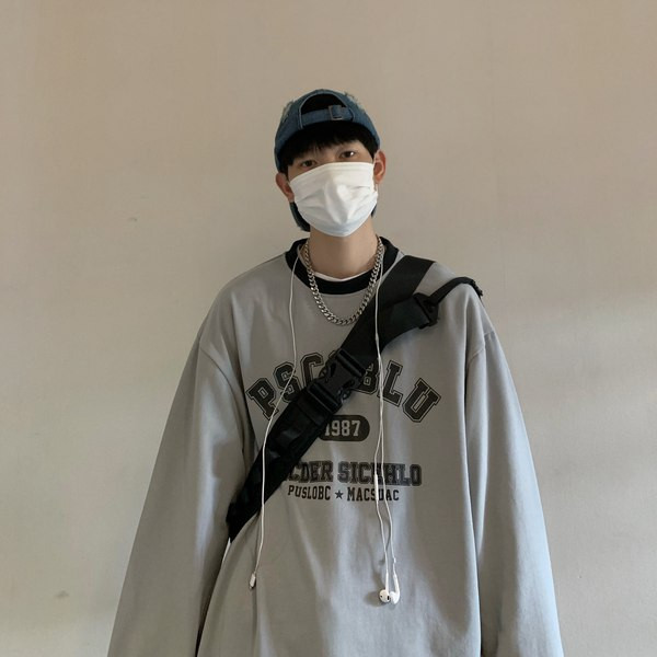 Nyomott feliratos férfi bő blúz