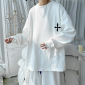 Bluza barbatesta cu guler oval in doua culori