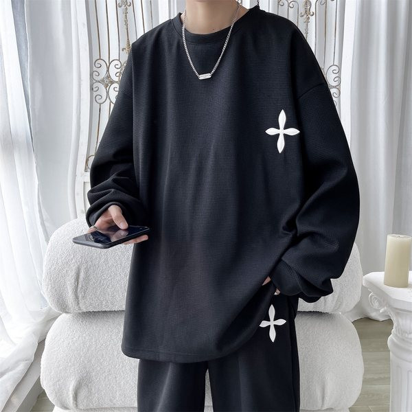 Bluza barbatesta cu guler oval in doua culori