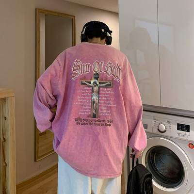 Plataus modelio vyriška palaidinė su apvalia iškirpte