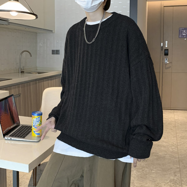 Férfi blúz mindennapi használatra, ovális nyakkivágással