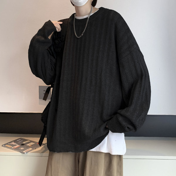 Férfi blúz mindennapi használatra, ovális nyakkivágással