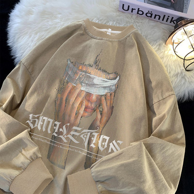 Vyriška palaidinė su dviejų spalvų raštu ir ovalia iškirpte