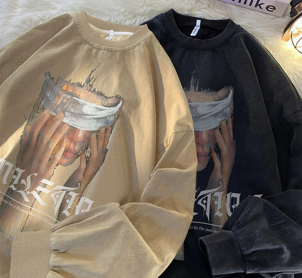 Vyriška palaidinė su dviejų spalvų raštu ir ovalia iškirpte