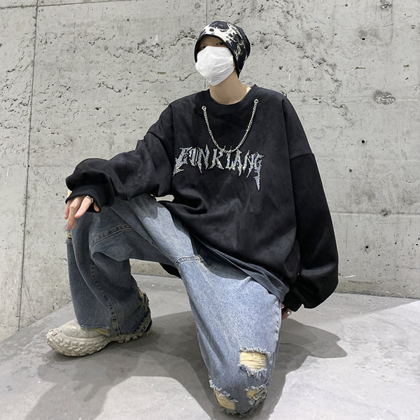 Bő férfi blúz - hosszú ujjú, felirattal