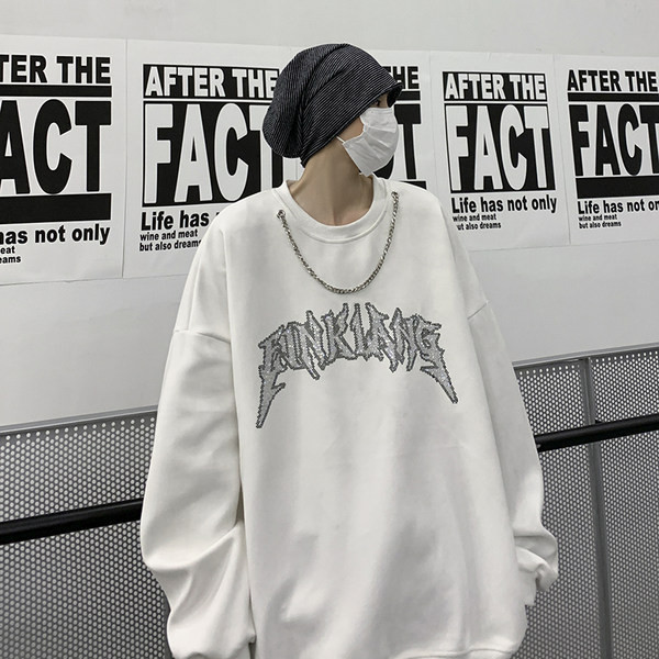 Bő férfi blúz - hosszú ujjú, felirattal