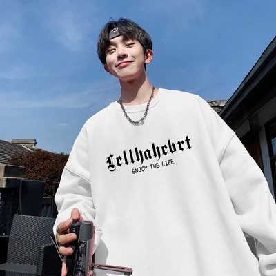 Bluză bărbătească largă cu inscripție și decolteu oval