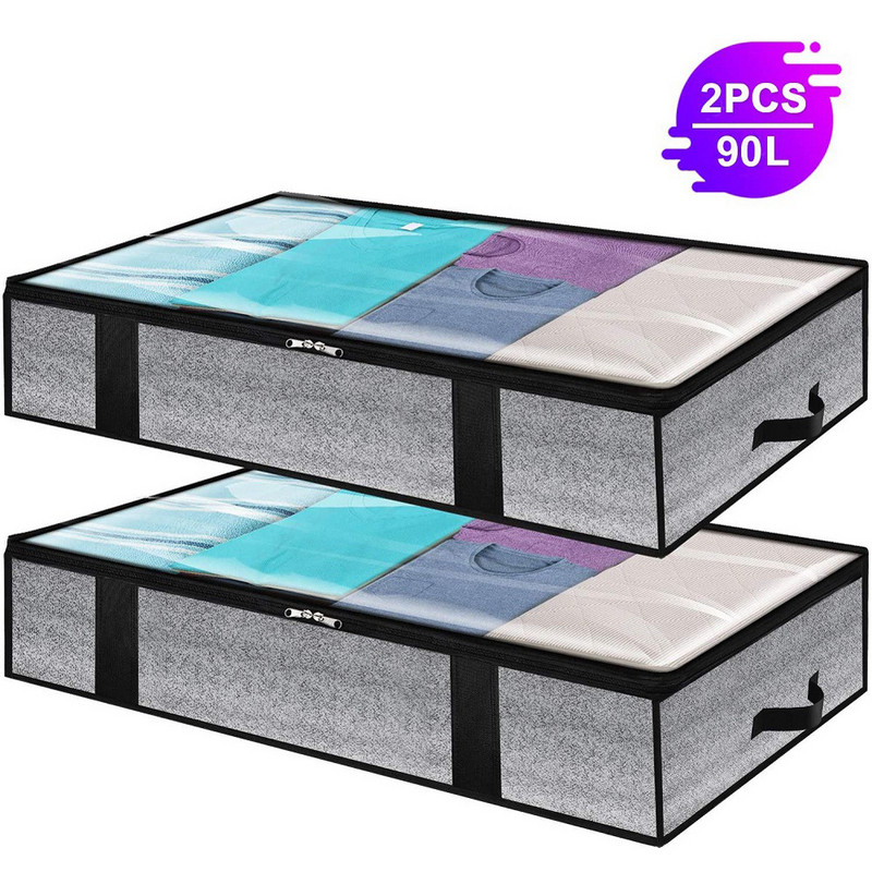 Sulankstomi po lova laikymo krepšiai Didelės talpos kvėpuojantys po lova daiktadėžės Stori drabužiai Dėžutės su užtrauktuku