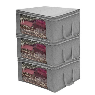 Paplantároló táska fedéllel, összecsukható porálló tárolódoboz, nagy kapacitású tárolótáska ruhákhoz, szekrényhez és ágy alatti tároláshoz