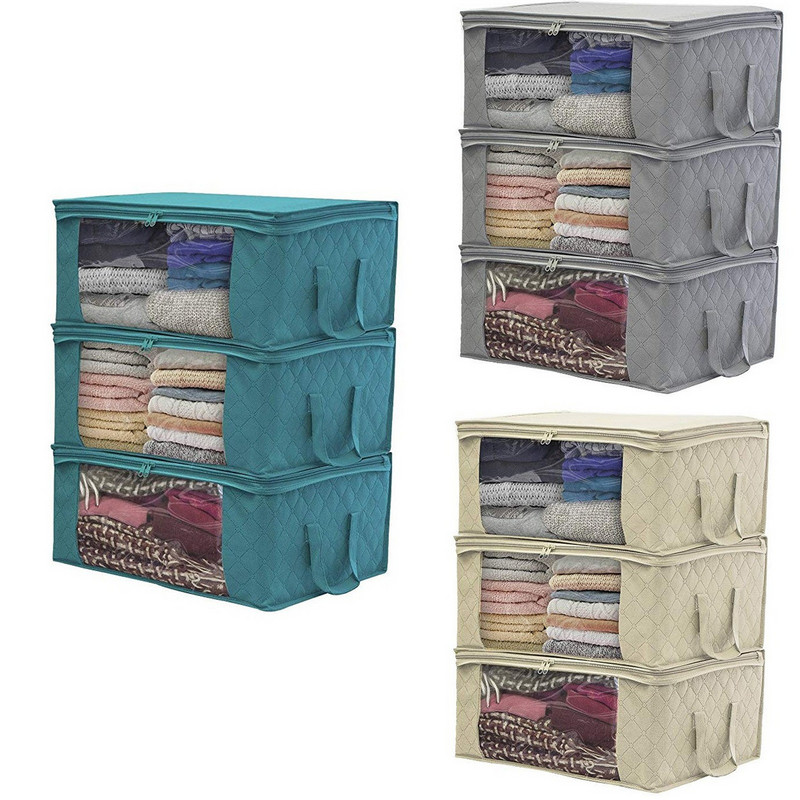 Paplantároló táska fedéllel, összecsukható porálló tárolódoboz, nagy kapacitású tárolótáska ruhákhoz, szekrényhez és ágy alatti tároláshoz